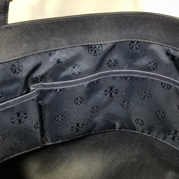Tory Burch York Buckle Tote, Navy Saffiano Leather - Picture 11 of 14